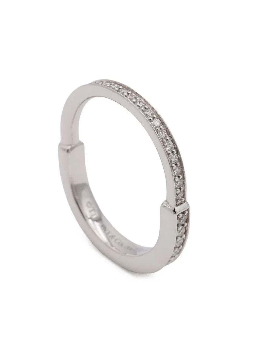 Tiffany & Co Lock Ring Full Pave Diamond 18k White Gold